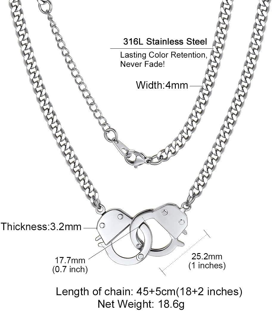 imageChainsHouse Handcuff Necklace Mens Stainless Steel Padlock Pendant 18K Gold PlatedBlack Cuban Chain Interlocking 18inch Mens Biker Punk Rocker Statement Jewelry for WomenA SteelCustom