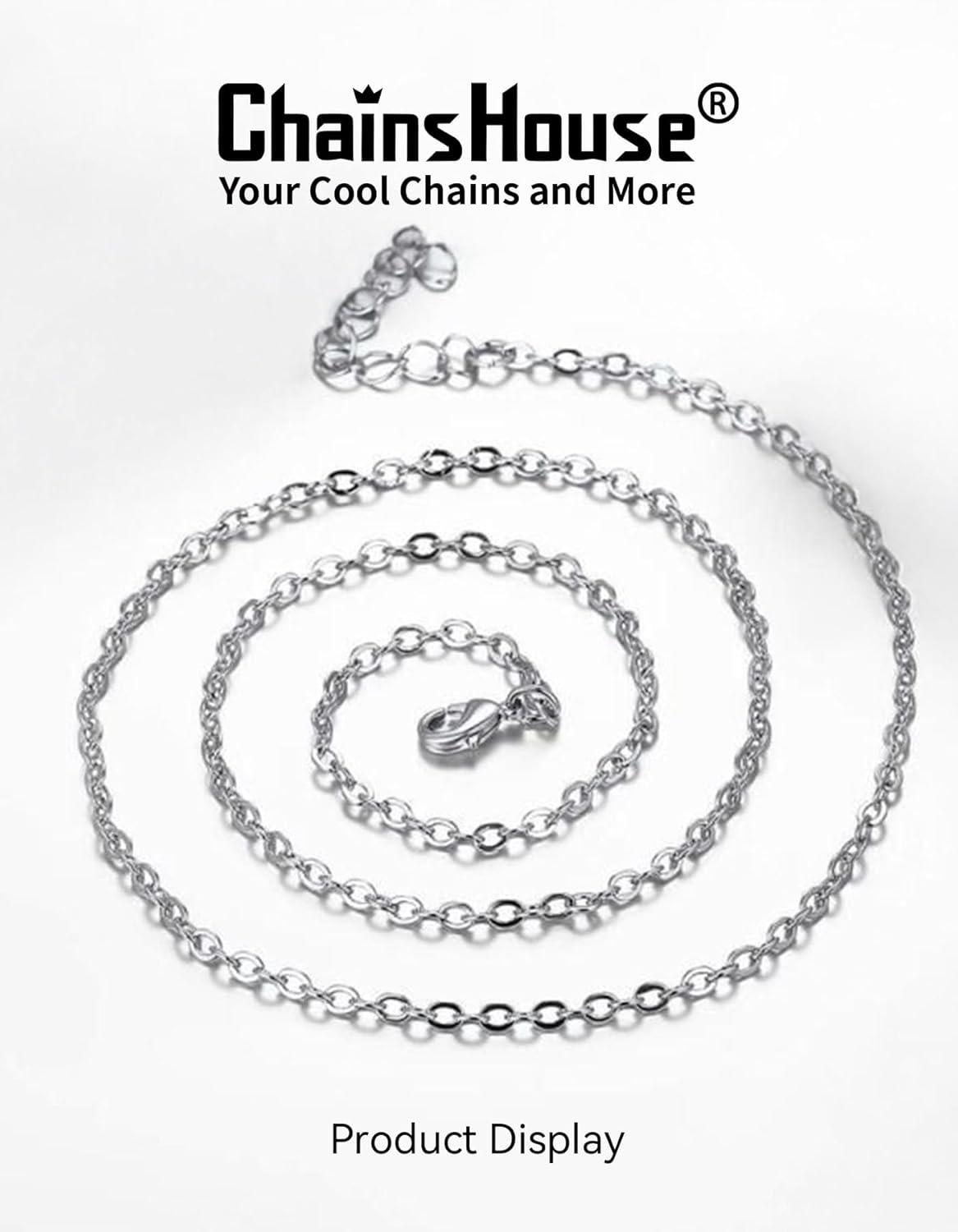 imageChainsHouse Thin Rolo Chain Necklaces for Women Men 14MM2MM Cable Chains with 5cm Extender Chain Stainless SteelBlack14K GoldRose Gold Plated Sturdy Womens Chain Necklaces 1630 InchE2mmsilver