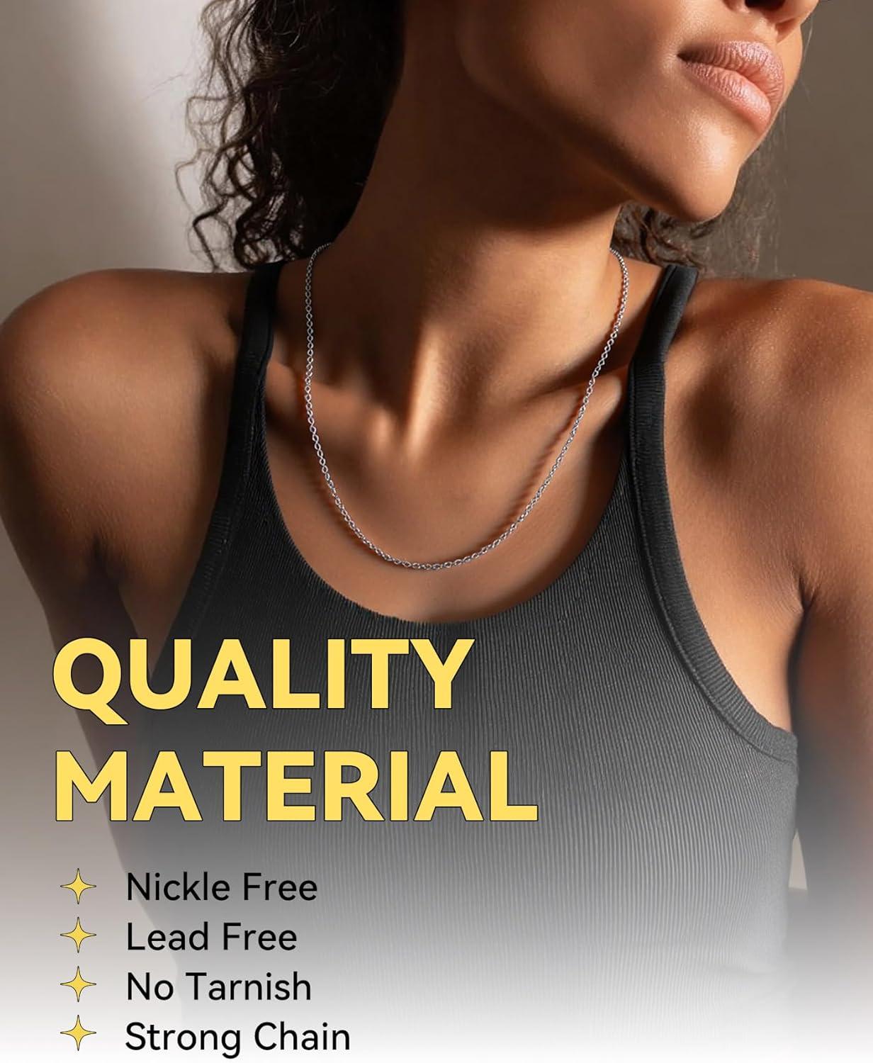 imageChainsHouse Thin Rolo Chain Necklaces for Women Men 14MM2MM Cable Chains with 5cm Extender Chain Stainless SteelBlack14K GoldRose Gold Plated Sturdy Womens Chain Necklaces 1630 InchE2mmsilver