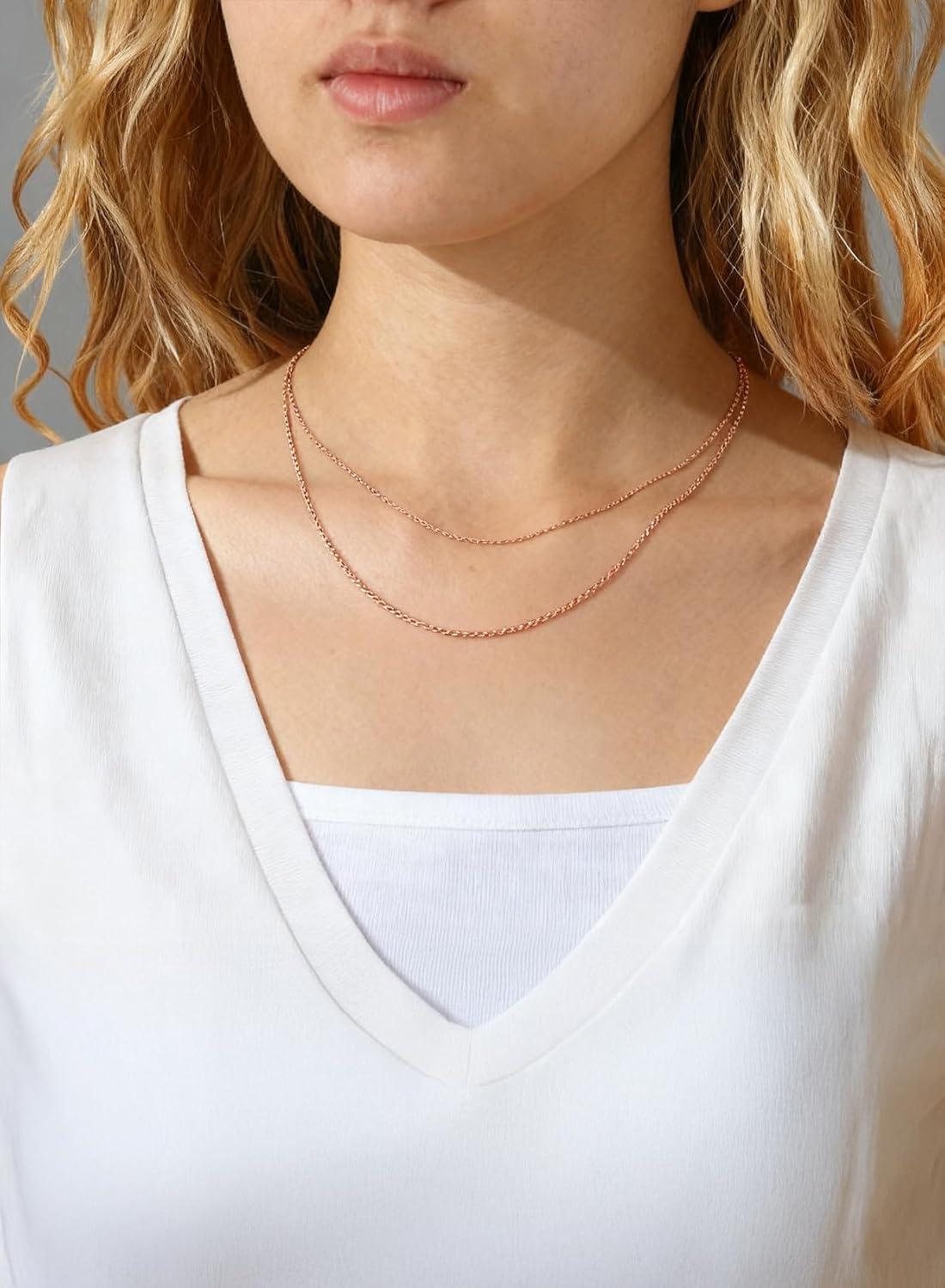 imageChainsHouse Thin Rolo Chain Necklaces for Women Men 14MM2MM Cable Chains with 5cm Extender Chain Stainless SteelBlack14K GoldRose Gold Plated Sturdy Womens Chain Necklaces 1630 InchG2mmrose gold