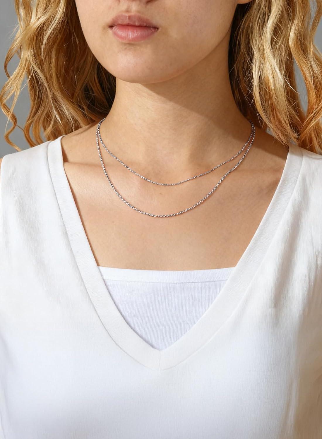 imageChainsHouse Thin Rolo Chain Necklaces for Women Men 14MM2MM Cable Chains with 5cm Extender Chain Stainless SteelBlack14K GoldRose Gold Plated Sturdy Womens Chain Necklaces 1630 InchE2mmsilver