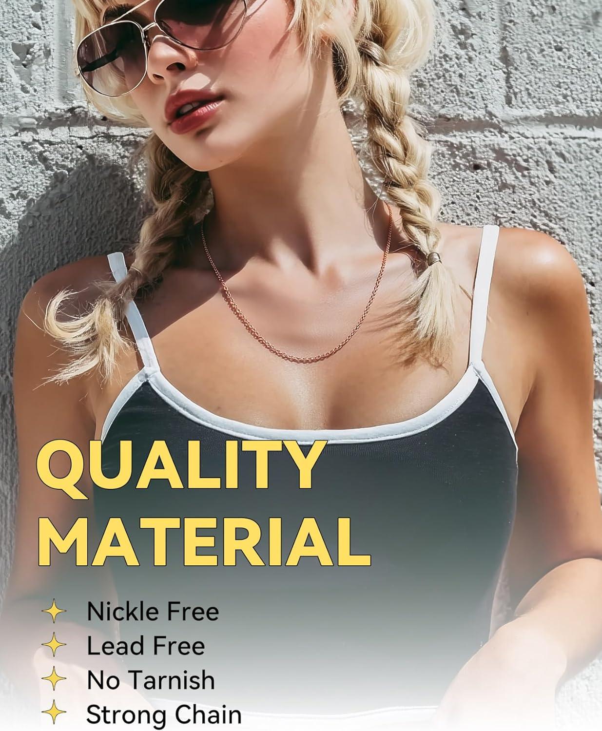 imageChainsHouse Thin Rolo Chain Necklaces for Women Men 14MM2MM Cable Chains with 5cm Extender Chain Stainless SteelBlack14K GoldRose Gold Plated Sturdy Womens Chain Necklaces 1630 InchG2mmrose gold