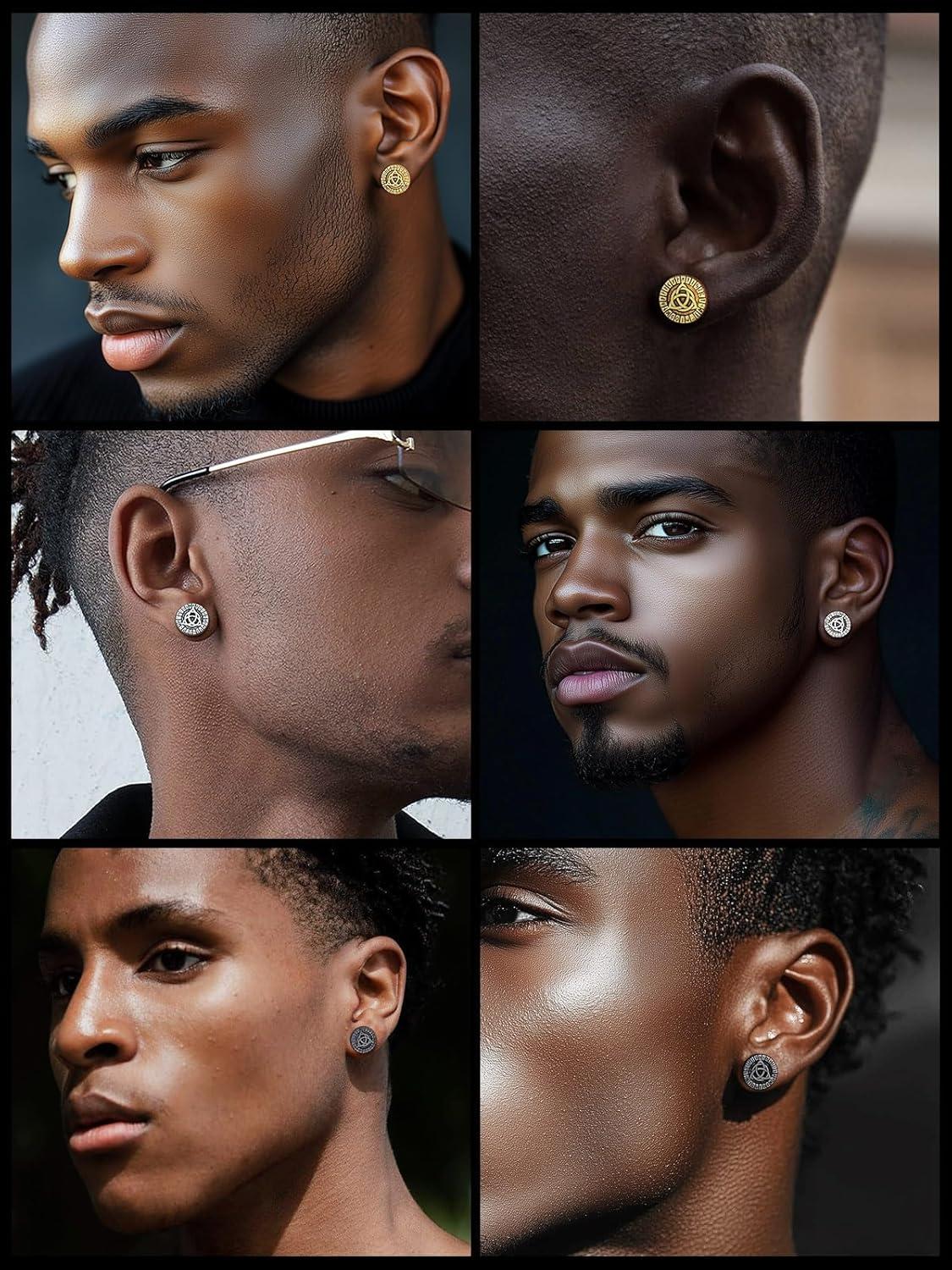 imageChainsHouse Viking Earrings for Men Raven SkullCeltic Cross Ear Studs Stainless SteelBlackGold Plated Punk Gothic Earrings Lightweight Hypoallergenic Stud Jewelry with Gift BoxBCeltic KnotSteel