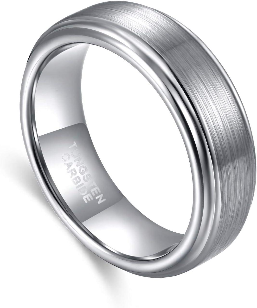 imageTRUMIUM 4mm 6mm 8mm Tungsten Rings for Men Women Silver Blue Rose Gold Plated Black Tungsten Wedding Band Matte Brushed Finish Comfort Fit Size 4156mm silver plated