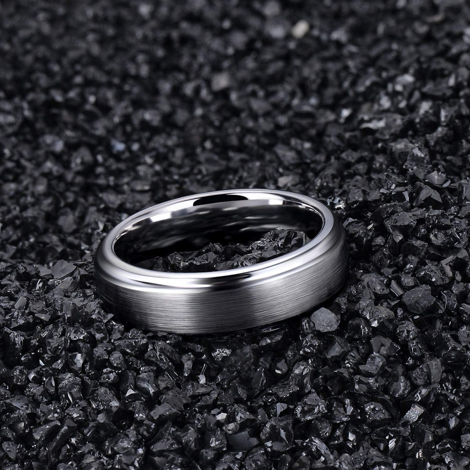imageTRUMIUM 4mm 6mm 8mm Tungsten Rings for Men Women Silver Blue Rose Gold Plated Black Tungsten Wedding Band Matte Brushed Finish Comfort Fit Size 4156mm silver plated