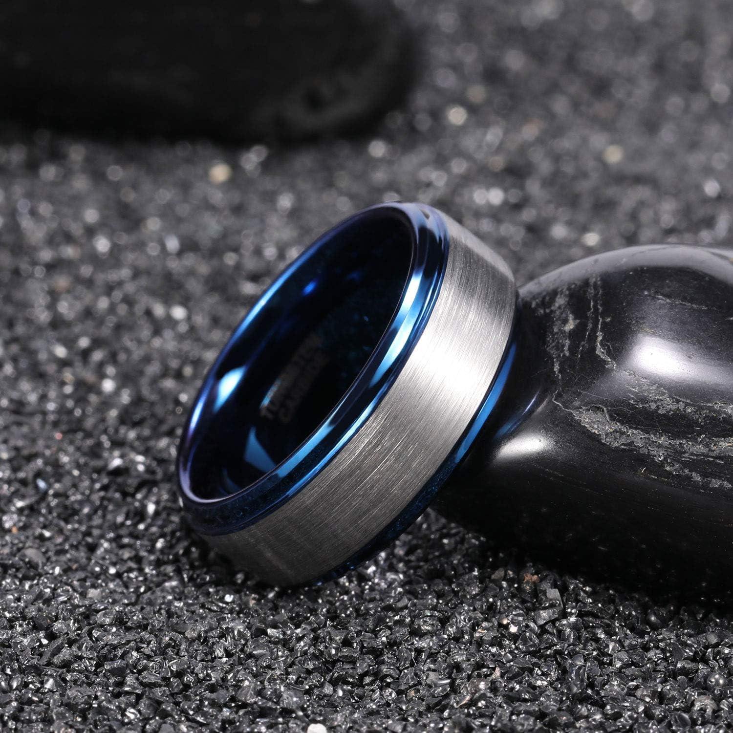 imageTRUMIUM 4mm 6mm 8mm Tungsten Rings for Men Women Silver Blue Rose Gold Plated Black Tungsten Wedding Band Matte Brushed Finish Comfort Fit Size 4158mm Blue