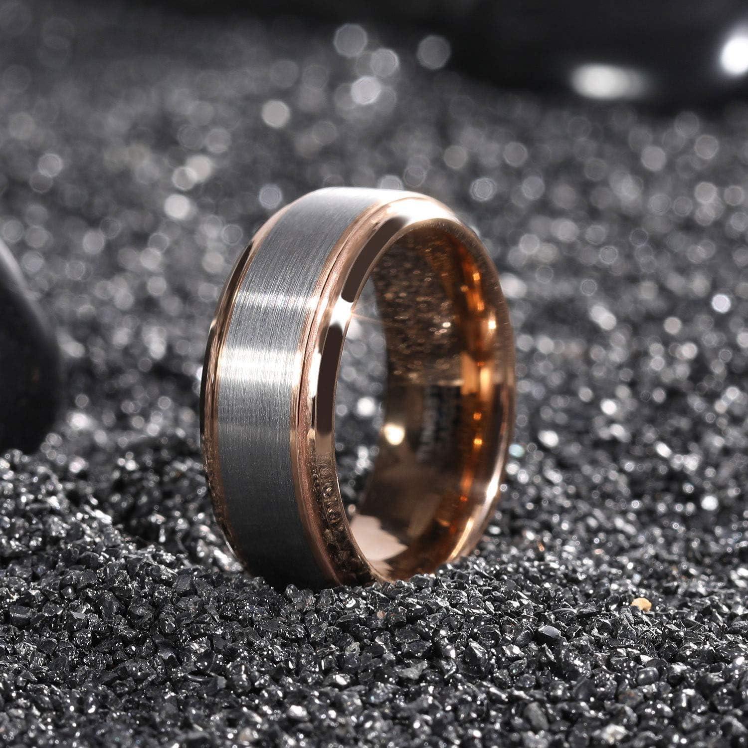 imageTRUMIUM 4mm 6mm 8mm Tungsten Rings for Men Women Silver Blue Rose Gold Plated Black Tungsten Wedding Band Matte Brushed Finish Comfort Fit Size 4158mm rose gold plated