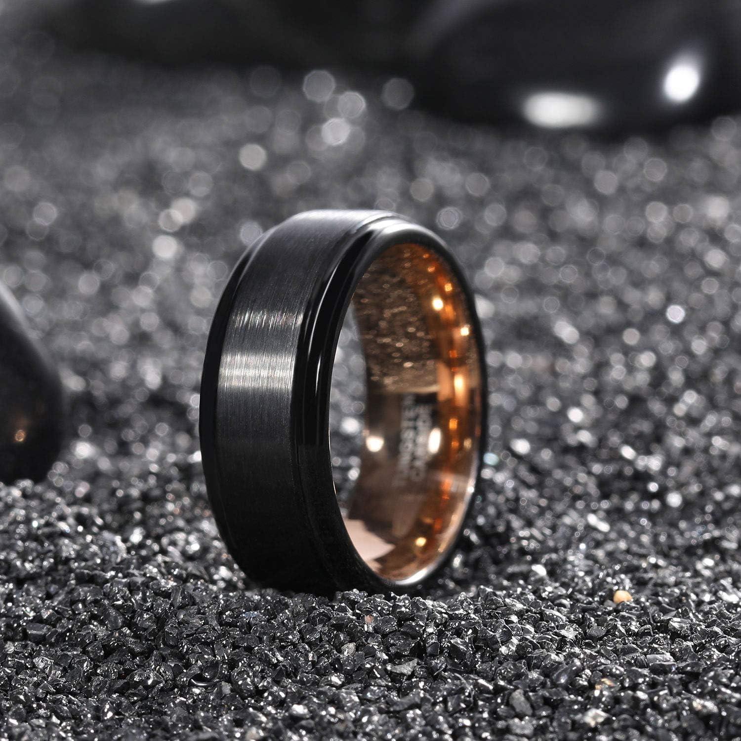 imageTRUMIUM 4mm 6mm 8mm Tungsten Rings for Men Women Silver Blue Rose Gold Plated Black Tungsten Wedding Band Matte Brushed Finish Comfort Fit Size 4158mm black rose gold plated