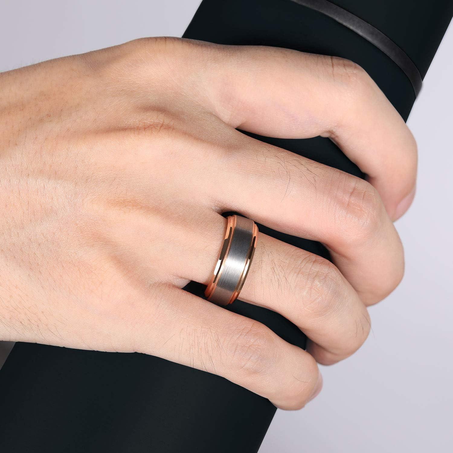 imageTRUMIUM 4mm 6mm 8mm Tungsten Rings for Men Women Silver Blue Rose Gold Plated Black Tungsten Wedding Band Matte Brushed Finish Comfort Fit Size 4158mm rose gold plated