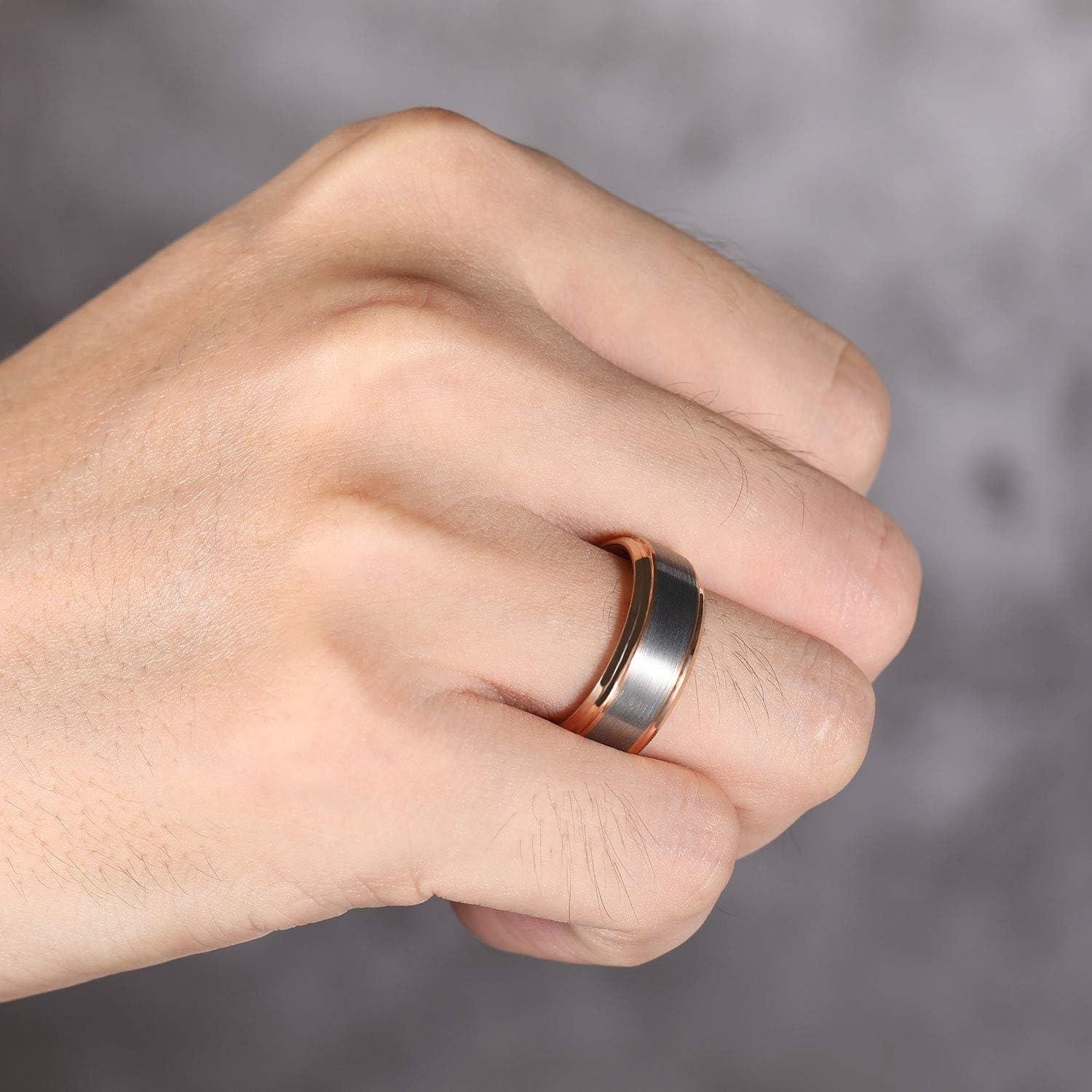 imageTRUMIUM 4mm 6mm 8mm Tungsten Rings for Men Women Silver Blue Rose Gold Plated Black Tungsten Wedding Band Matte Brushed Finish Comfort Fit Size 4158mm rose gold plated