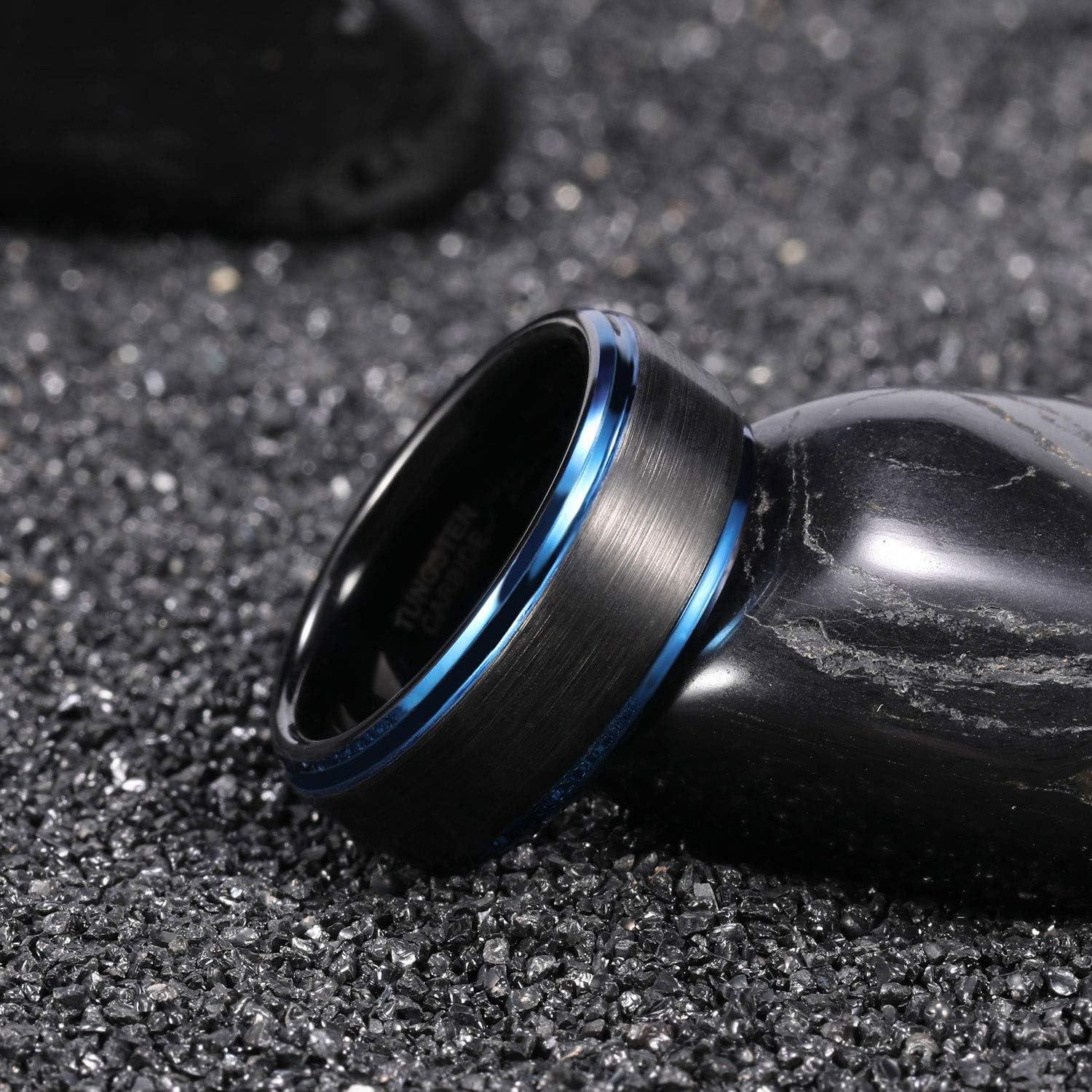 imageTRUMIUM 4mm 6mm 8mm Tungsten Rings for Men Women Silver Blue Rose Gold Plated Black Tungsten Wedding Band Matte Brushed Finish Comfort Fit Size 4158mm Black Blue