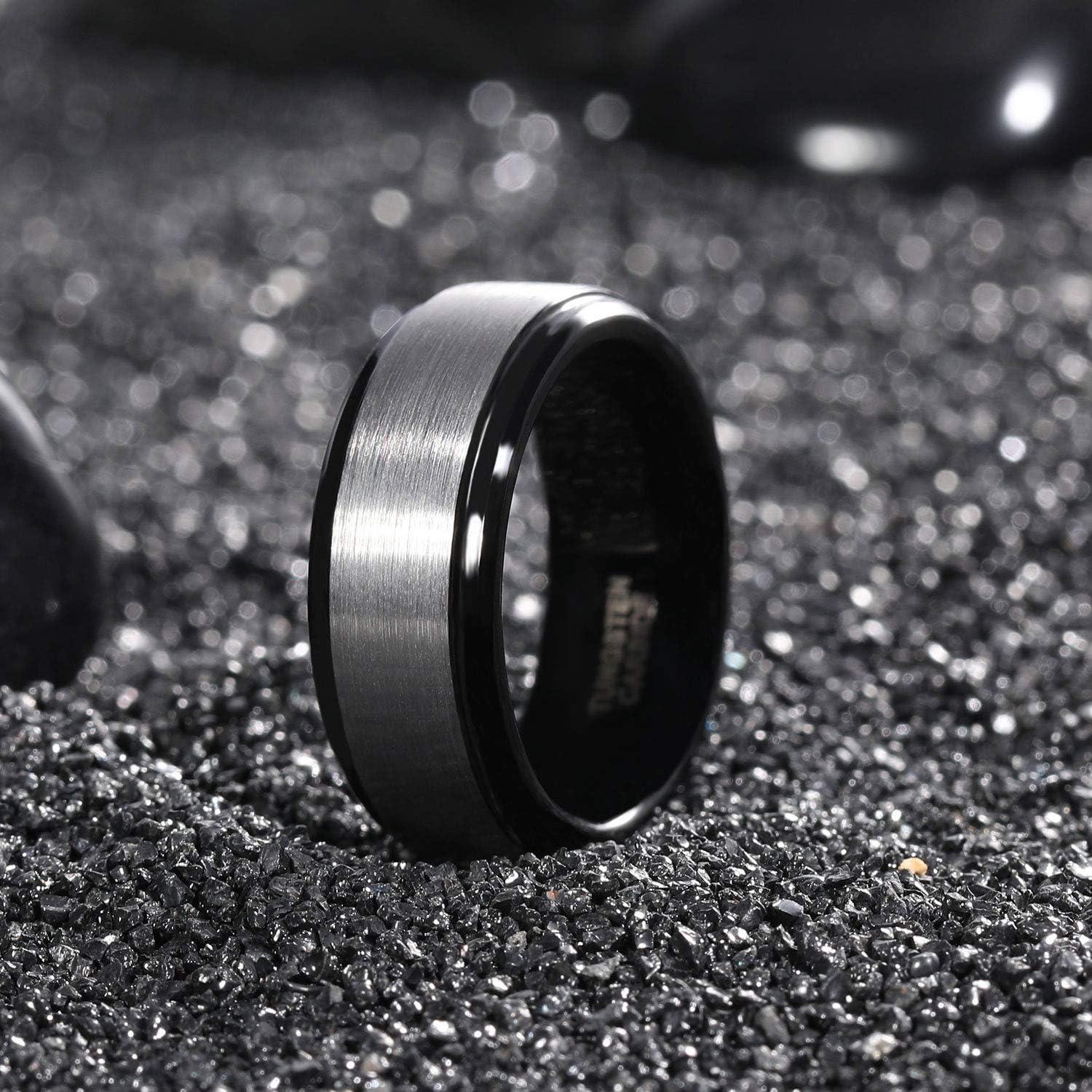 imageTRUMIUM 4mm 6mm 8mm Tungsten Rings for Men Women Silver Blue Rose Gold Plated Black Tungsten Wedding Band Matte Brushed Finish Comfort Fit Size 4158mm Black