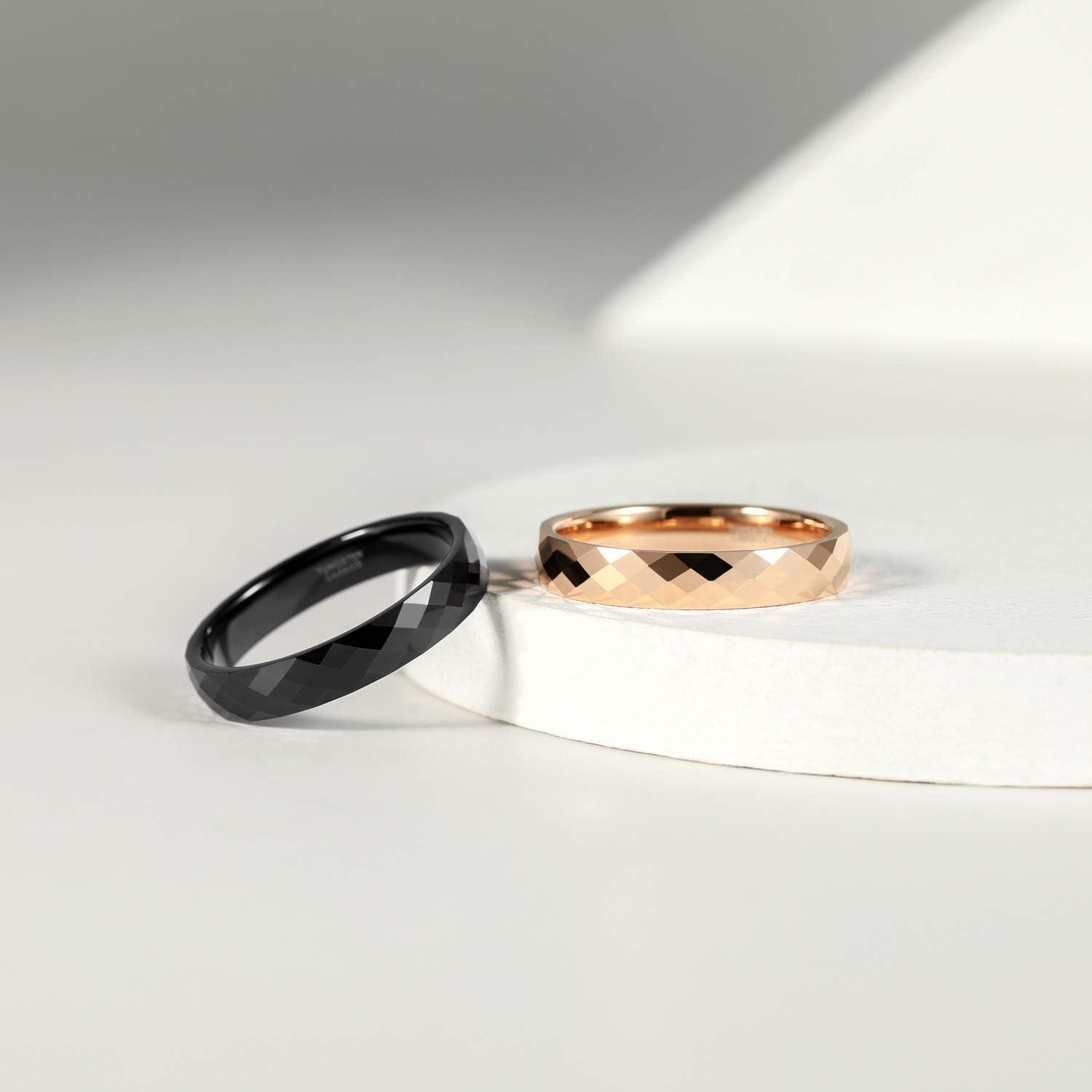imageTRUMIUM 6mm 8mm Tungsten Rings for Men Women Hammered Black Gold Wedding Bands Matte Finished Engagement Promise Couple Ring Size 6144mm Black