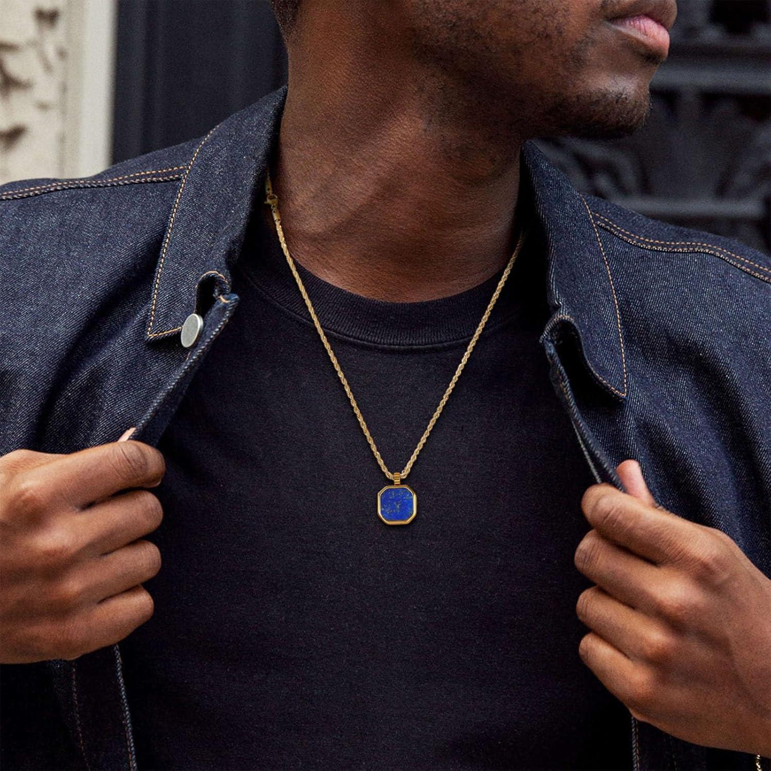 imageTRUMIUM Compass Necklace for Mens Womens 18k Gold Silver Plated Pendant Necklaces Stainless Steel Rope Chain 22inches with 2quot Chain Extendersturquoise
