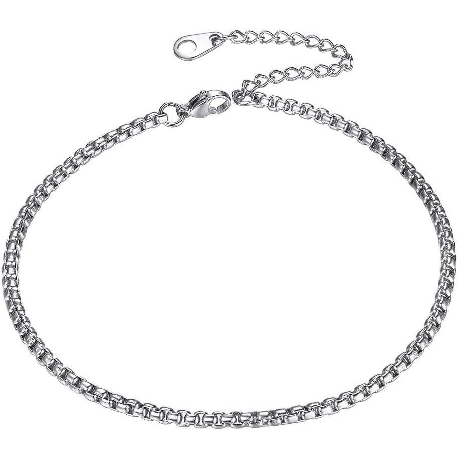 imageChainsHouse Ankle Bracelets for Women Stainless Steel Beaded Chain Ankle Bracelet Womens Heart Anklets for Summer Beach Jewelry GiftsG box3mmstainless steel