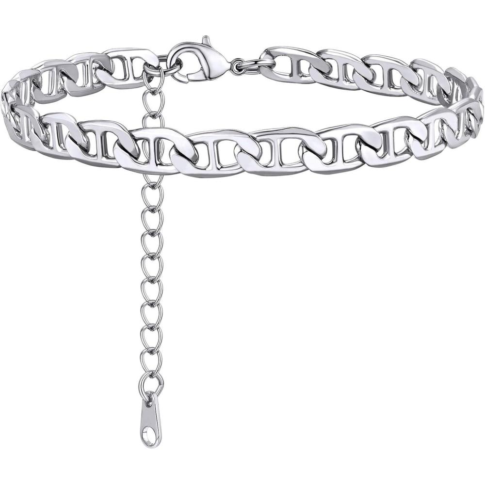 imageChainsHouse Ankle Bracelets for Women Stainless Steel Chain Anklets Waterproof Women Summer Beach Jewelry Gift Come with Box11 6mmFlat MarinaSteel