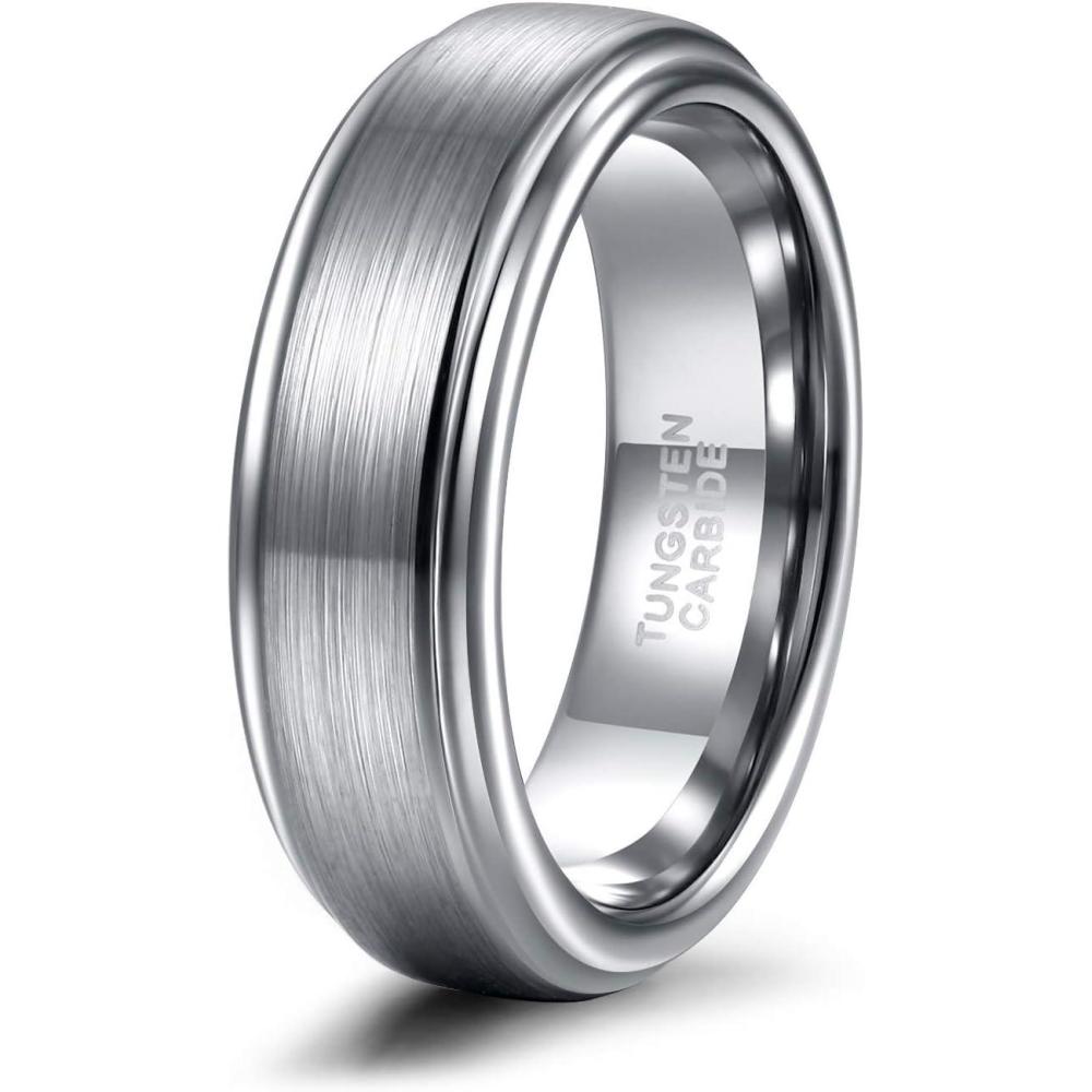 imageTRUMIUM 4mm 6mm 8mm Tungsten Rings for Men Women Silver Blue Rose Gold Plated Black Tungsten Wedding Band Matte Brushed Finish Comfort Fit Size 4156mm silver plated