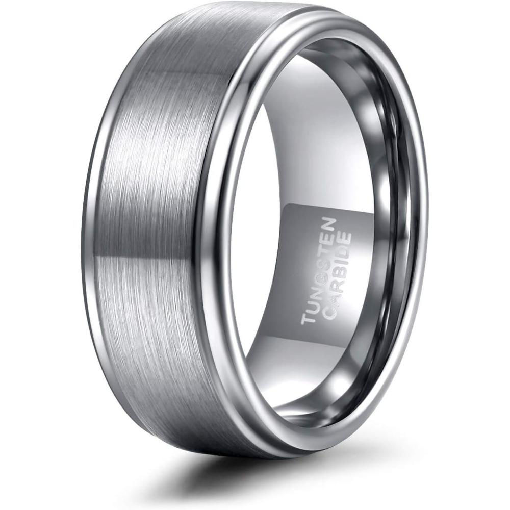 imageTRUMIUM 4mm 6mm 8mm Tungsten Rings for Men Women Silver Blue Rose Gold Plated Black Tungsten Wedding Band Matte Brushed Finish Comfort Fit Size 4158mm silver plated