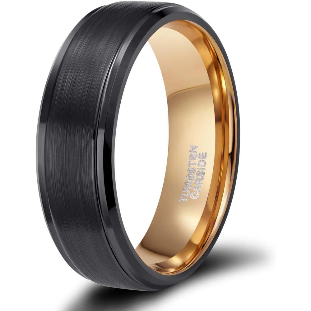 imageTRUMIUM 4mm 6mm 8mm Tungsten Rings for Men Women Silver Blue Rose Gold Plated Black Tungsten Wedding Band Matte Brushed Finish Comfort Fit Size 4158mm black rose gold plated