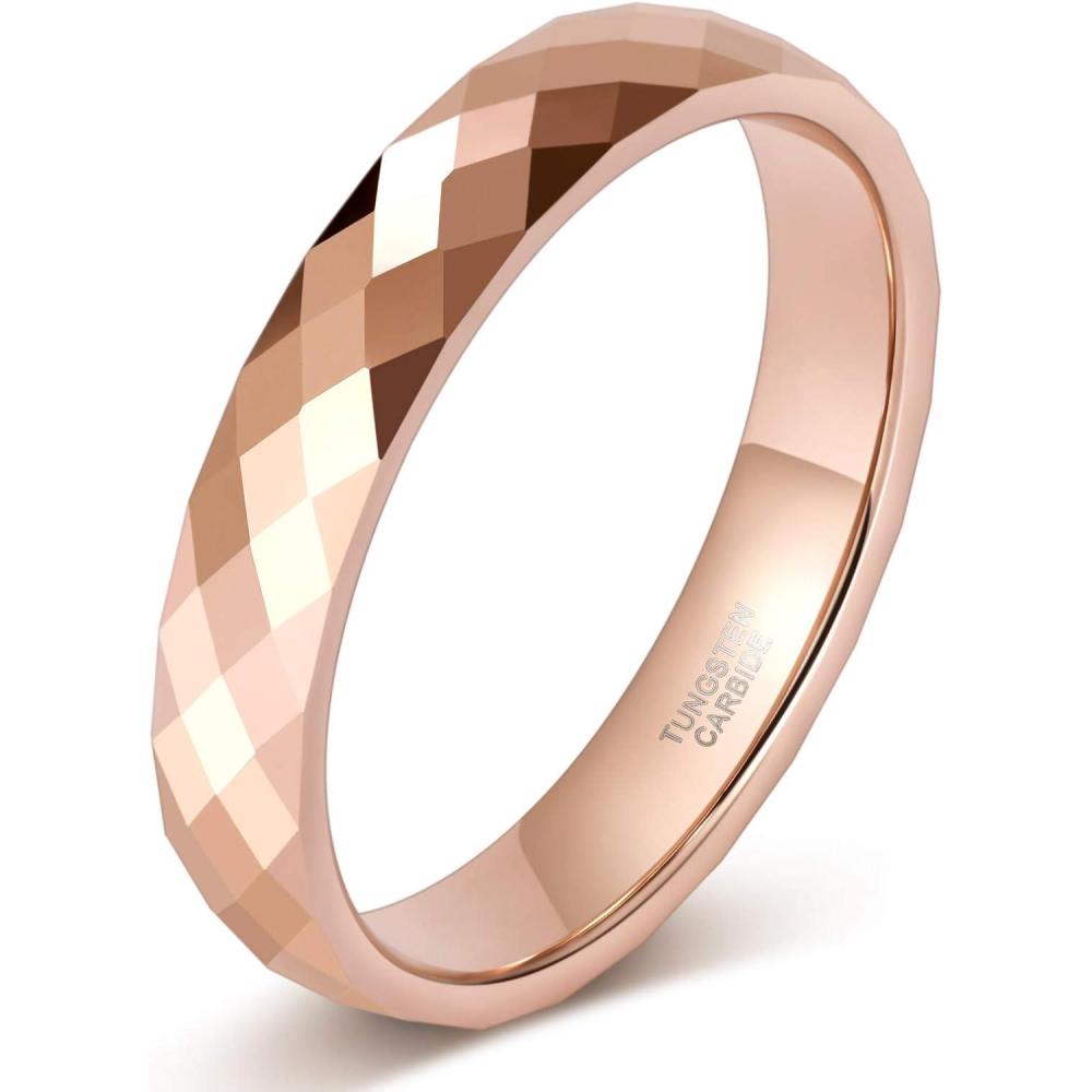 imageTRUMIUM 6mm 8mm Tungsten Rings for Men Women Hammered Black Gold Wedding Bands Matte Finished Engagement Promise Couple Ring Size 6144mm Rose Gold