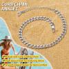 ChainsHouse Ankle Bracelets for Women, Stainless Steel Beaded Chain Ankle Bracelet, Womens Heart Anklets for Summer Beach Jewelry Gifts(B: cuban-5mm-stainless)
