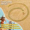ChainsHouse Ankle Bracelets for Women, Stainless Steel Beaded Chain Ankle Bracelet, Womens Heart Anklets for Summer Beach Jewelry Gifts(C: cuban-5mm-gold)