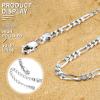 ChainsHouse Ankle Bracelets for Women, Stainless Steel Beaded Chain Ankle Bracelet, Womens Heart Anklets for Summer Beach Jewelry Gifts(D: figaro-3mm-sterling silver)