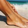 ChainsHouse Ankle Bracelets for Women, Stainless Steel Beaded Chain Ankle Bracelet, Womens Heart Anklets for Summer Beach Jewelry Gifts(D: figaro-3mm-sterling silver)