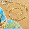 ChainsHouse Ankle Bracelets for Women, Stainless Steel Beaded Chain Ankle Bracelet, Womens Heart Anklets for Summer Beach Jewelry Gifts(F: figaro-5mm-gold)