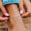 ChainsHouse Ankle Bracelets for Women, Stainless Steel Beaded Chain Ankle Bracelet, Womens Heart Anklets for Summer Beach Jewelry Gifts(G: box-3mm-stainless steel)