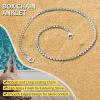 ChainsHouse Ankle Bracelets for Women, Stainless Steel Beaded Chain Ankle Bracelet, Womens Heart Anklets for Summer Beach Jewelry Gifts(G: box-3mm-stainless steel)