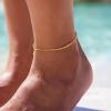 ChainsHouse Ankle Bracelets for Women, Stainless Steel Beaded Chain Ankle Bracelet, Womens Heart Anklets for Summer Beach Jewelry Gifts(H: box-3mm-gold)