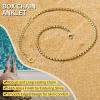ChainsHouse Ankle Bracelets for Women, Stainless Steel Beaded Chain Ankle Bracelet, Womens Heart Anklets for Summer Beach Jewelry Gifts(H: box-3mm-gold)