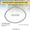 ChainsHouse Ankle Bracelets for Women, Stainless Steel Beaded Chain Ankle Bracelet, Womens Heart Anklets for Summer Beach Jewelry Gifts(L: twisted rope-6mm-stainless)