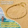 ChainsHouse Ankle Bracelets for Women, Stainless Steel Beaded Chain Ankle Bracelet, Womens Heart Anklets for Summer Beach Jewelry Gifts(M: twisted rope-6mm-gold)