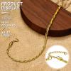 ChainsHouse Ankle Bracelets for Women, Stainless Steel Beaded Chain Ankle Bracelet, Womens Heart Anklets for Summer Beach Jewelry Gifts(M: twisted rope-6mm-gold)