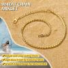 ChainsHouse Ankle Bracelets for Women, Stainless Steel Beaded Chain Ankle Bracelet, Womens Heart Anklets for Summer Beach Jewelry Gifts(N: wheat-3mm-gold)