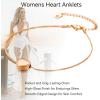 ChainsHouse Ankle Bracelets for Women, Stainless Steel Beaded Chain Ankle Bracelet, Womens Heart Anklets for Summer Beach Jewelry Gifts(Q: heart-rose gold)