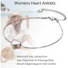 ChainsHouse Ankle Bracelets for Women, Stainless Steel Beaded Chain Ankle Bracelet, Womens Heart Anklets for Summer Beach Jewelry Gifts(S: heart-stainless)