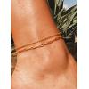 ChainsHouse Ankle Bracelets for Women, Stainless Steel Chain Anklets Waterproof, Women Summer Beach Jewelry Gift, Come with Box(02. 2Pcs-(2+3mm)-Paperclip-14K Gold)
