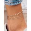 ChainsHouse Ankle Bracelets for Women, Stainless Steel Chain Anklets Waterproof, Women Summer Beach Jewelry Gift, Come with Box(03. 3Pcs-(2+3+6mm)-Paperclip-Steel)