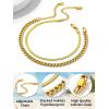ChainsHouse Ankle Bracelets for Women, Stainless Steel Chain Anklets Waterproof, Women Summer Beach Jewelry Gift, Come with Box(04. 2pcs-(3+5mm)-Snake Cuban-Gold)