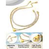 ChainsHouse Ankle Bracelets for Women, Stainless Steel Chain Anklets Waterproof, Women Summer Beach Jewelry Gift, Come with Box(06. 2pcs CZ Heart-Gold)