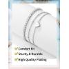 ChainsHouse Ankle Bracelets for Women, Stainless Steel Chain Anklets Waterproof, Women Summer Beach Jewelry Gift, Come with Box(06. 2pcs CZ Heart-Steel)