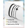 ChainsHouse Ankle Bracelets for Women, Stainless Steel Chain Anklets Waterproof, Women Summer Beach Jewelry Gift, Come with Box(07. 3pcs Cuban Heart-Black)