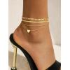 ChainsHouse Ankle Bracelets for Women, Stainless Steel Chain Anklets Waterproof, Women Summer Beach Jewelry Gift, Come with Box(07. 3pcs Cuban Heart-Gold)
