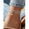 ChainsHouse Ankle Bracelets for Women, Stainless Steel Chain Anklets Waterproof, Women Summer Beach Jewelry Gift, Come with Box(07. 3pcs Cuban Heart-Steel)
