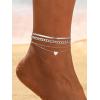 ChainsHouse Ankle Bracelets for Women, Stainless Steel Chain Anklets Waterproof, Women Summer Beach Jewelry Gift, Come with Box(07. 3pcs Cuban Heart-Steel)