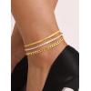 ChainsHouse Ankle Bracelets for Women, Stainless Steel Chain Anklets Waterproof, Women Summer Beach Jewelry Gift, Come with Box(08. 3pcs CZ Cuban-Gold)