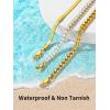 ChainsHouse Ankle Bracelets for Women, Stainless Steel Chain Anklets Waterproof, Women Summer Beach Jewelry Gift, Come with Box(08. 3pcs CZ Cuban-Gold)